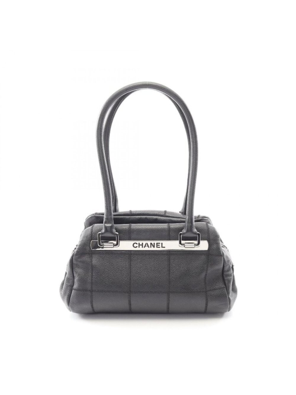 Chanel Shoulder Bag Choco Bar Black Caviar Leather